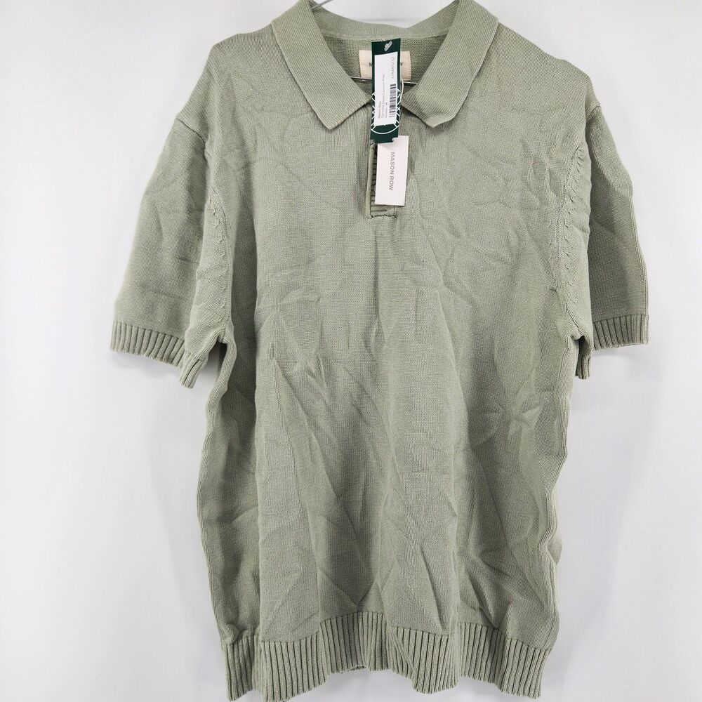 Mason Row Stitch Fix Men’s Medium Green Garment Dyed Sweater Polo NWT